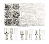 Tuparka 270 pcs Cosse electriques,Connecteur de fil T-Connector en Laiton, mâle femelle Spade Connecteurs de fils Crimp terminal Block avec isolant Sleeve 2,8 mm 4,8 mm 6,3 mm