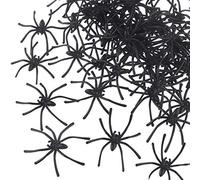 TUPARKA 50 Pcs Halloween Faux Araignée en Plastique Mini Araignées Jouets Blague Réalistes pour Haunted House Halloween Party Décoration, Noir