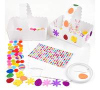 TUPARKA 6 PCS Blanc Pâques Carte Artisanat paniers Kit avec Autocollant de Pâques Couleur Oeuf Boutons pour Enfants décoration de Pâques Artisanat Oeuf de Remplissage Fournitures