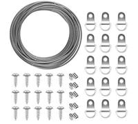 TUPARKA Attache Cadre Cable Suspension Cadre 2 mm x 10 m pour Fixations pour Miroir, avec 10 Tubes de sertissage, 15 Crochets et vis pour Cadre-Cadre en D (jusqu'à 30 kg)