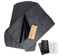 TUPARKA Papier de copie carbone de 120 feuilles avec stylet à embosser 5 PCS, papier transfert noir, papier calque pour traçage sur bois, accessoire de copie de pochoir pour tatouage