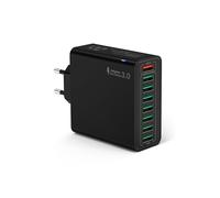Tupneuf Chargeur USB 8 Ports Noir, Prise USB Multiple Bloc Chargeur Rapide QC3.0 USB A, Adaptateur Secteur Universel pour iPhone 17 16 15 14 13 12 11, iPad Samsung Galaxy Xiaomi Plug Charger