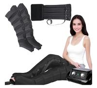 TUPOSTAR Appareil De Massage pour Drainage Lymphatique à 6 CavitéS, Bottes De Massage éLectriques à Compression d'air, Enveloppements pour Bras, Jambes Et Taille, De La Douleur,Noir,2 Legs+1 Waist