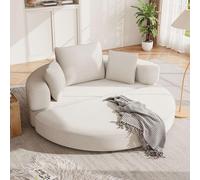 TUPOSTAR Canapé-Lit Pliable, Canapé De Sol Rond en Velours CôTelé, avec 3 Coussins Confortables, Canapé-Lit Convertible 2 en 1, pour Salon Ou Appartement,Blanc