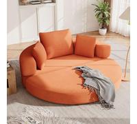 TUPOSTAR Canapé-Lit Pliable, Canapé De Sol Rond en Velours CôTelé, avec 3 Coussins Confortables, Canapé-Lit Convertible 2 en 1, pour Salon Ou Appartement,Orange