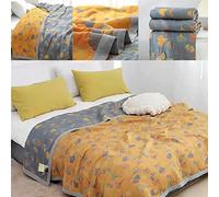 TUPOSTAR Couette Ginkgo Ownkoti, Couverture Ownkoti Chaude Et Ultra Douce, Couette RéVersible en Coton à Motif Feuille Ginkgo, Couette RéVersible Ginkgo Respirante, Couverture Canapé,150 * 200cm