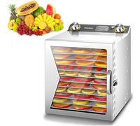 TUPOSTAR DéShydrateur Alimentaire Professionnel, DéShydrateur 18 Plateaux Grande Capacité, SéChoir Industriel 800 W en Acier Inoxydable, pour Fruits, Herbes Aromatiques,Argent,12 Tray