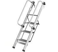 TUPOSTAR éChelle De Sortie De sous-Sol pour Margelle, éChelle De Grenier en Aluminium, avec Rampe Et PéDale Large, pour Une MontéE en Toute SéCurité dans Les Combles,Argent,4 Steps