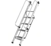 TUPOSTAR éChelle De Sortie De sous-Sol pour Margelle, éChelle De Grenier en Aluminium, avec Rampe Et PéDale Large, pour Une MontéE en Toute SéCurité dans Les Combles,Argent,5 Steps