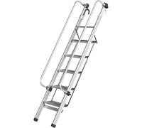 TUPOSTAR éChelle De Sortie De sous-Sol pour Margelle, éChelle De Grenier en Aluminium, avec Rampe Et PéDale Large, pour Une MontéE en Toute SéCurité dans Les Combles,Argent,6 Steps