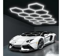 TUPOSTAR éClairage Hexagonal pour Garage, éClairage LED AlvéOlé pour Garage, SystèMes D'éClairage à 14 Grilles pour L'EsthéTique Automobile, pour EntrepôT, Atelier, sous-Sol,04