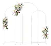 TUPOSTAR Ensemble De 3 Supports MéTalliques pour Arche De Fond, Arche De Mariage, Arche De Jardin, Treillis pour DéCoration ExtéRieure (Anniversaire, CéRéMonie),Blanc,L