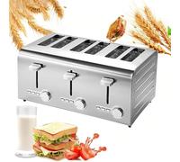 TUPOSTAR Grille-Pain 2/4/6 Tranches en Acier Inoxydable, Fentes Extra Larges De 3,8 Cm, éJection Automatique Et Ramasse-Miettes Amovible, Usage Domestique Et Professionnel,Argent,6 Slices