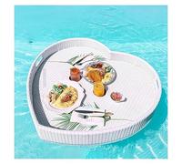 TUPOSTAR Plateau Flottant pour Piscine, Plateau De Service en Forme De CœUr, Plateau De Petit-DéJeuner Flottant en Rotin, pour Jacuzzi, Sources Thermales, FêTes sur Plage,Blanc,80cm