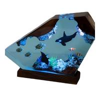 TUPOSTAR Plongeur Requin Veilleuse LED Océanique Lampe Océanique en Résine Époxy Mer Profonde Veilleuse Plongeur Veilleuse Décorative pour Chambre À Coucher,02,9X6IN