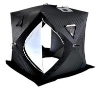 TUPOSTAR Tente De PêChe sur Glace IsoléE Et Pliable, Abri De PêChe sur Glace en Tissu Oxford 3 Couches, Abri De PêChe sur Glace Portable, pour Camping par Temps Froid,Noir