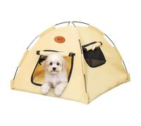 TUPOSTAR Tente Pop-Up pour Animaux, Maison pour Chat D'ExtéRieur, Tente RafraîChissante Portable pour Chats, Maille ImperméAble Et Respirante, pour Chats Et Petits Chiens,Beige,L