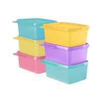 Tupperware 11155971 Lot de 6 boîtes en plastique pour réfrigérateur 500 ml, vert, violet, rose, bleu, jaune