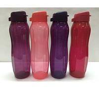 Tupperware Aquaslim Flip Top Water Bottle Set 1 Litre Set of 4 Multicolor