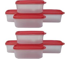 Tupperware Boîtes de Conservation Plastique Smart Saver, 500 ml, Ensemble 8, Rouge