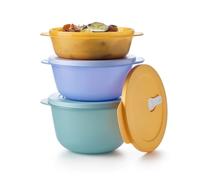 Tupperware Essentials Store, Serve & Go Lot de 3 grands bols - Stockage des aliments - Récipient durable et portable - Idéal pour préparer et servir - Garde les aliments frais - Facile à empiler -