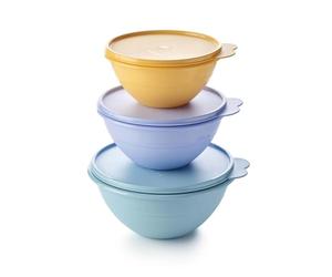 Tupperware Essentials Wonderlier Lot de 3 bols de rangement pour aliments - Préparez, stockez et transportez vos aliments - Couvercle hermétique - Durable et réutilisable - Empilables et emboîtables -