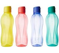 Tupperware Fliptop Aquaslim Lot de 4 bouteilles TWO color 1Ltr, Plastique