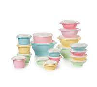 Tupperware Heritage Collection Lot de 36 boîtes de conservation alimentaire de couleurs vintage - Passe au lave-vaisselle et sans BPA - (18 récipients + 18 couvercles)