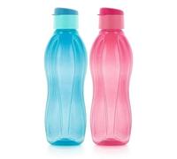 Tupperware Lot de 2 bouteilles d'eau en plastique avec couvercle rabattable 1000 ml (multicolore)