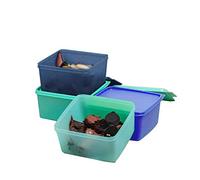 Tupperware Lot de 4 boîtes de conservation carrées pour réfrigérateur 1,2 l (la couleur peut varier)