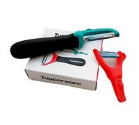 Tupperware Schälfix Éplucheur professionnel avec 2 embouts Éplucheur universel Click System Bleu pétrole Saumon Noir