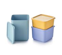 Tupperware Set 3 Boîtes Cubix Hermétiques 650ml 1L 1,8L - Conservation Fraîcheur Empilables - Récipients Carrés Modulaires - Plastique - Lave-Vaisselle - Cuisine Pratique Qualité Professionnelle
