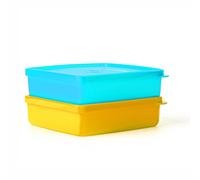 Tupperware Snack Stackers Lot de 2 boîtes de rangement Jaune et bleu 400 ml