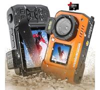 tupsio Appareil photo numérique 8K UHD 70 MP avec carte de 32 Go robuste, étanche, résistant à la poussière, aux chocs, caméra sous-marine de 10 m, double écran pour selfie, autofocus et prise de vue