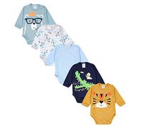 TupTam Body Bébé 5 Pièces - Body Bébé Garçon et Fille Manches Longues, Coton Doux avec Fermeture Latérale, Mix de couleurs 1, 68