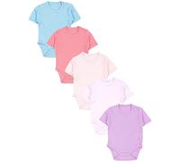 TupTam Body Bébé Fille 5 Pack - Body Bébé Coton Manches Courtes avec Ouverture Frontale et Jolis Motifs, Violet/Rose/Rose poudré/Vieux rose/Vert menthe, 68