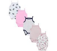 TupTam Body Bébé Fille 5 Pièces - Bodies Bébé Été Bretelles en Coton, Confort et Style, Hérisson/fleurs/rose/gris, 74