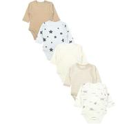 TupTam Body Bébé - Lot de 5 Bodies Bébé 0-3 Mois, Body Bébé Garçon à Boutons Pression, 100% Coton, Étoiles marron et beiges, animaux, 56