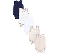 TupTam Body Bébé - Lot de 5 Bodies Bébé Coton Unis, Garçon ou Fille, Certifiés OEKO-TEX, Renard Beige Etoiles Rayures Blanc Bleu Foncé, 104