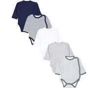 TupTam Body Bébé - Lot de 5 Bodies Bébé Garçon ou Fille à Manches Longues avec Fermeture à Pression, Mélange de rayures bleu gris, 68