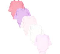 TupTam Body Bébé - Lot de 5 Bodies Bébé Garçon ou Fille à Manches Longues avec Fermeture à Pression, Rose poudré Ecru Lavender, 56