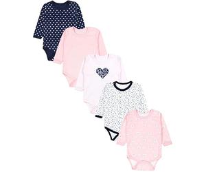 TupTam Body Bébé Manches Longues - 5 Pack Bodies Bébé Fille en Coton Uni - Body Bebe 0-3 Mois et 3-6 Mois