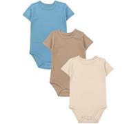 TupTam Body Bébé - Pack de 3 en Coton Doux, 0-3 Mois, Garçon ou Fille Unisexe, Beige/Beige Clair/Vert pétrole, 134