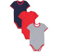 TupTam Body Bébé - Pack de 3 en Coton Doux, 0-3 Mois, Garçon ou Fille Unisexe, Rayures Bleu foncé Rouge, 128