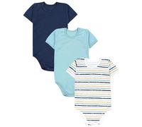 TupTam Body Bébé - Pack de 3 en Coton Doux, 0-3 Mois, Garçon ou Fille Unisexe, Rayures Vert Bleu/Bleu foncé/Vert Menthe, 104