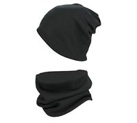 TupTam Bonnet et écharpe enfant - Ensemble doux automne hiver, Tissu Côtelé/Noir, 56-62