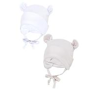 TupTam Bonnet pour Bébé avec Cache-Oreilles, Blanc/Beige/avec Oreilles, 50-56