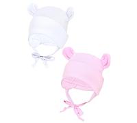 TupTam Bonnet pour Bébé avec Cache-Oreilles, Blanc/Rose/avec Oreilles, 62-68