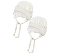 TupTam Bonnet pour Bébé avec Cache-Oreilles, Motif à Rayures/Beige, 62-68