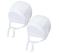 TupTam Bonnet pour Nouveau-né Filles Garçons, avec Cordon, Lot de 2, Blanc, 50-56
